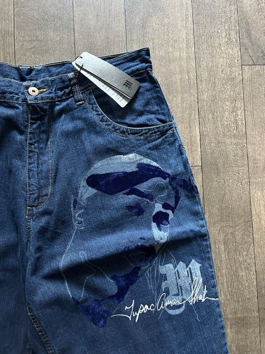 2000’s Makaveli Tupac Denim Jorts (size 38)