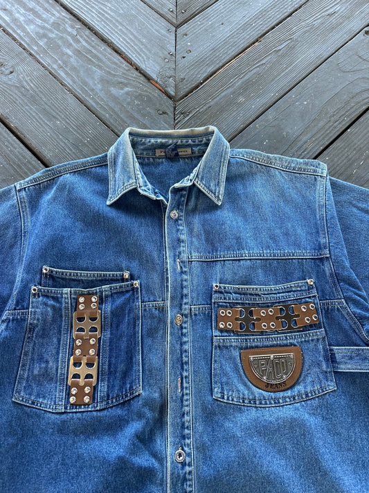 1990’s Paco Jeans Studded Denim Shirt (X-Large)
